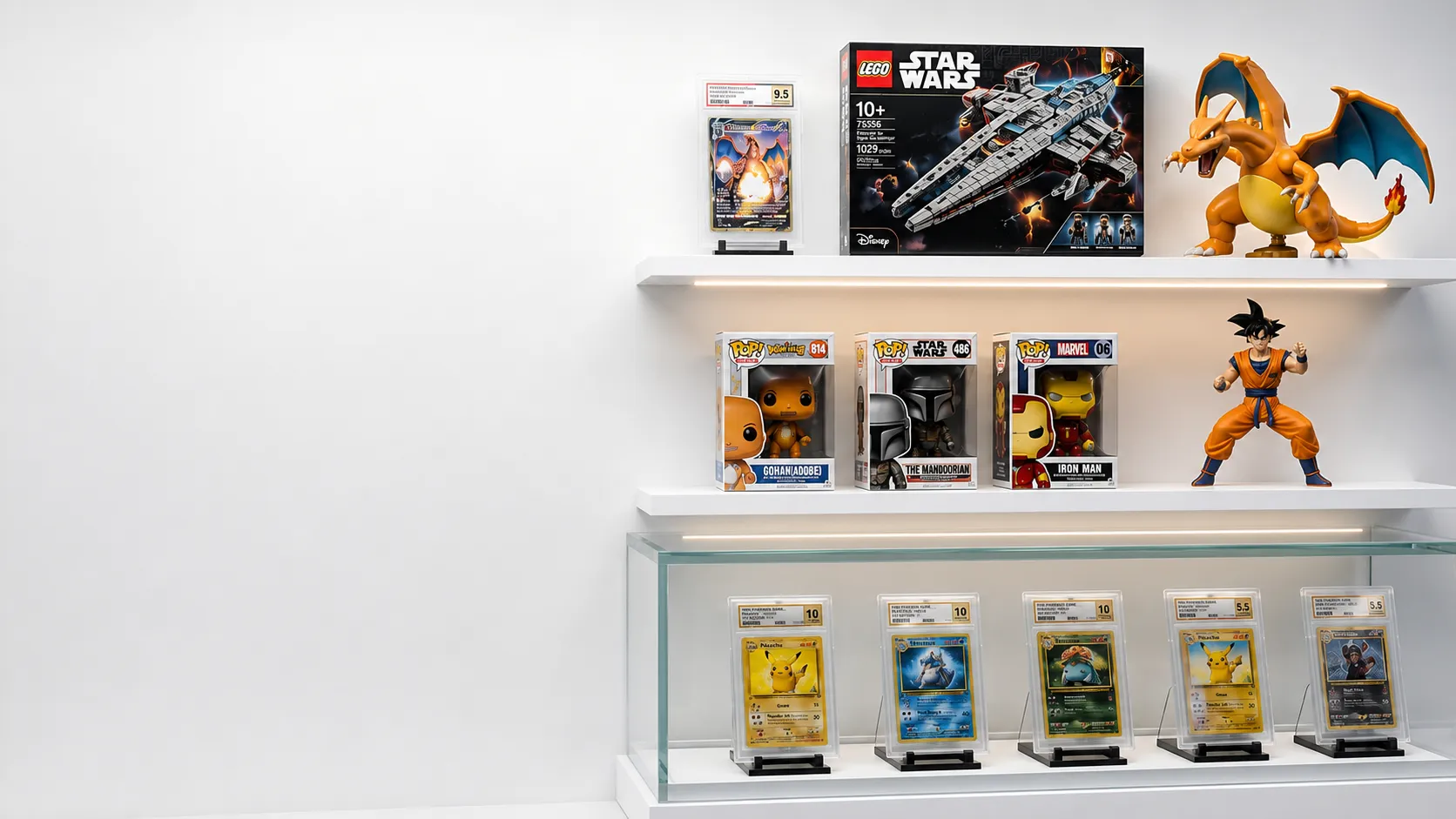 Collectibles on custom display shelving
